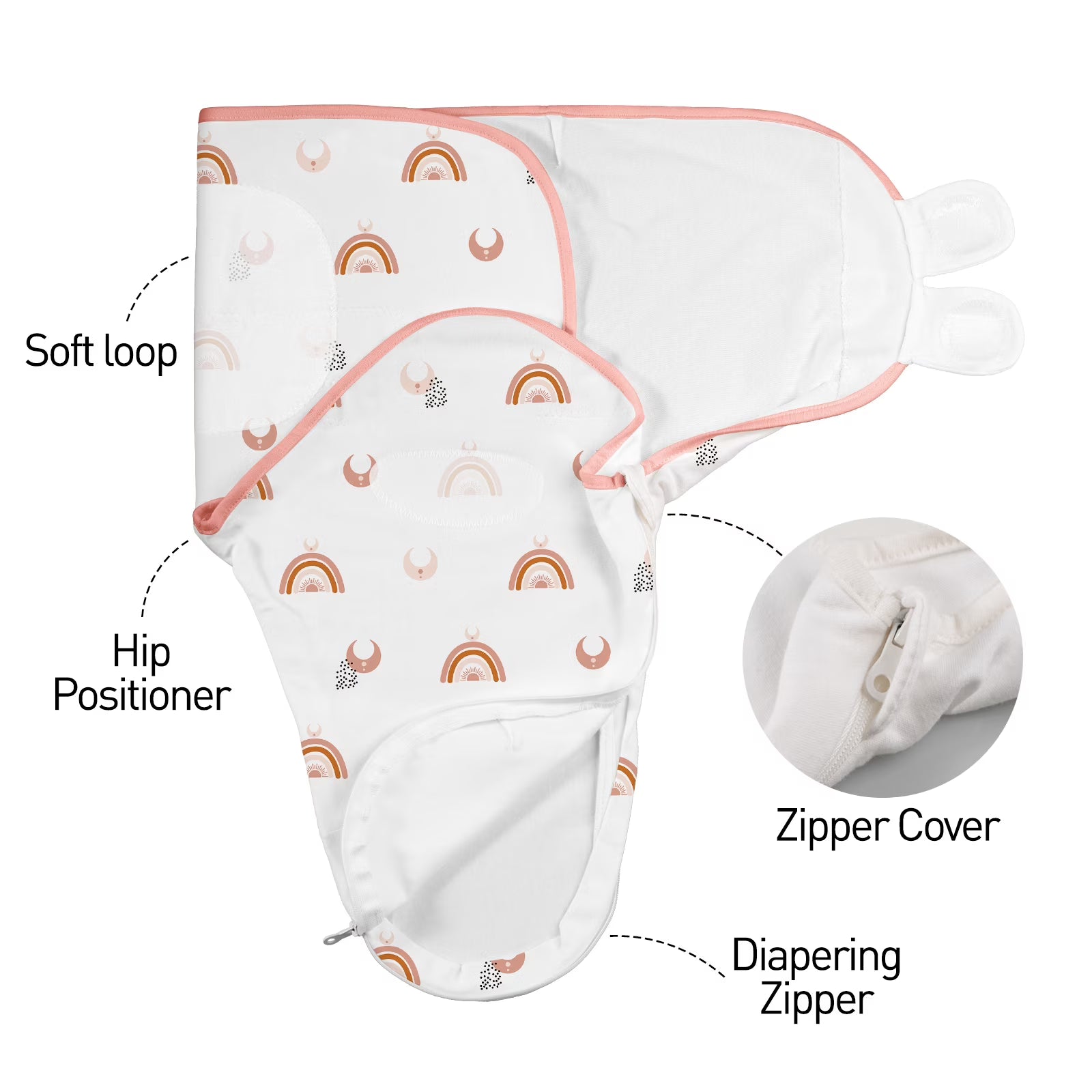 Gllquen Baby 3-Pack Swaddles with Zipper 0-3 Months Newborn Swaddle Sack Blankets Wrap for Baby Girls Boys, Sunrise