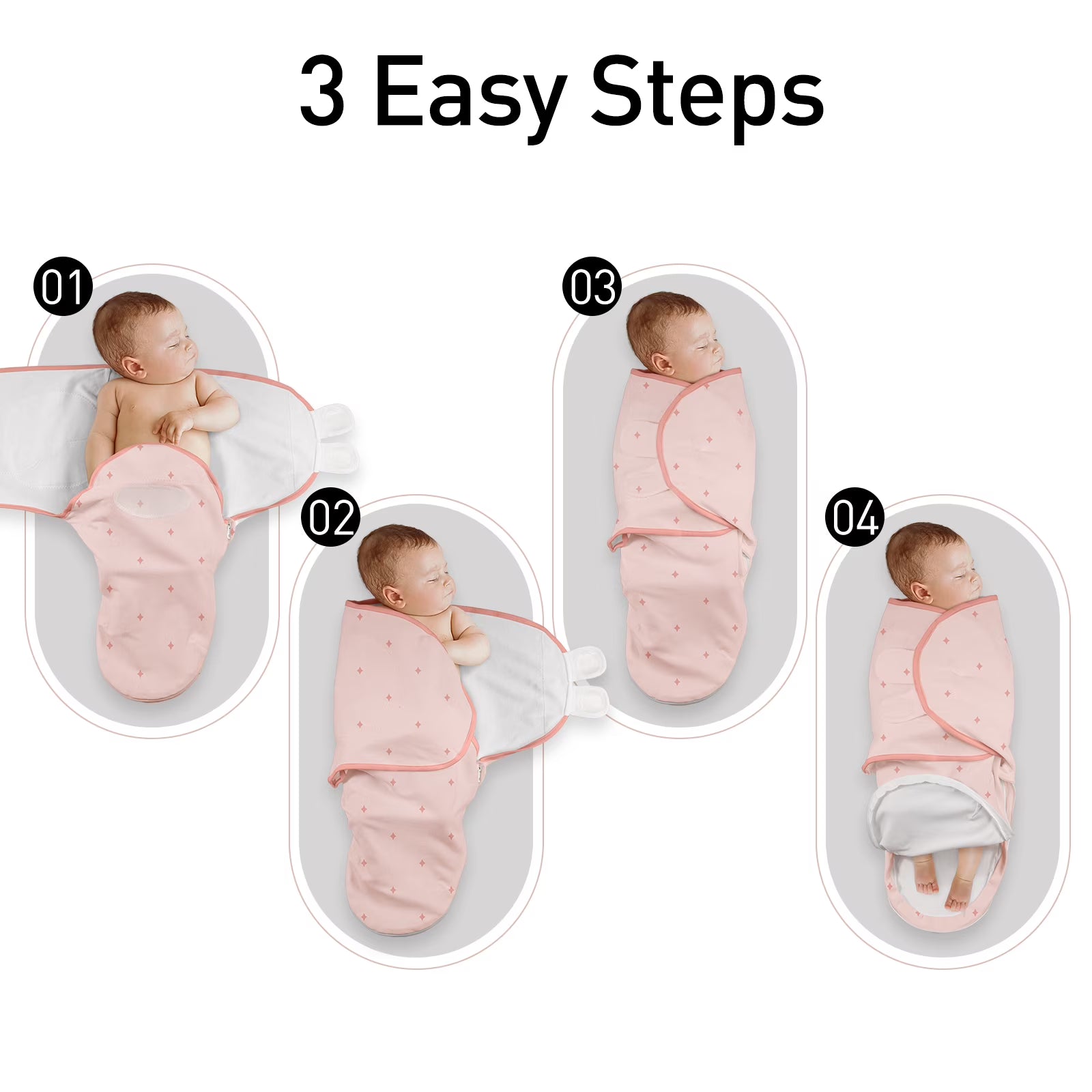 Gllquen Baby 3-Pack Swaddles with Zipper 0-3 Months Newborn Swaddle Sack Blankets Wrap for Baby Girls Boys, Sunrise