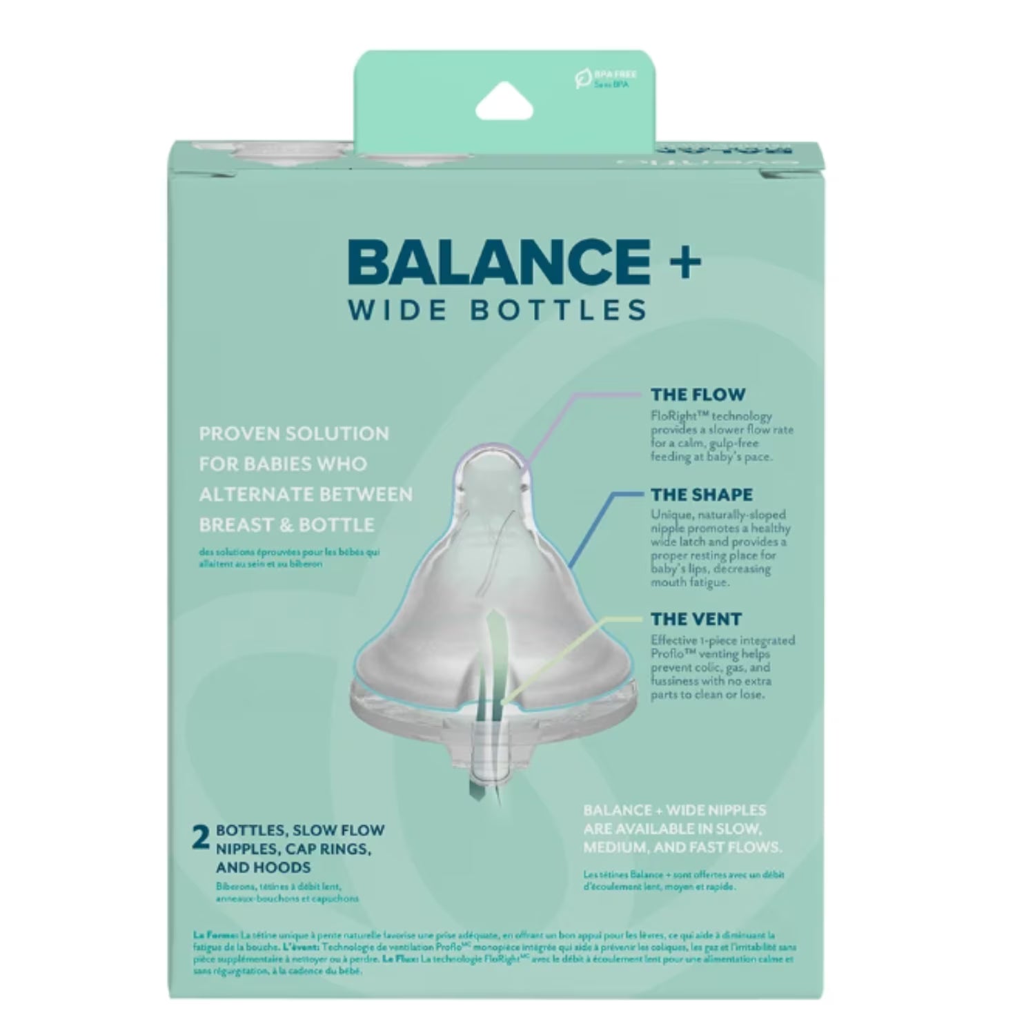 Evenflo Balance Wide Baby Bottles, Platinum White Color 9oz 2 Count