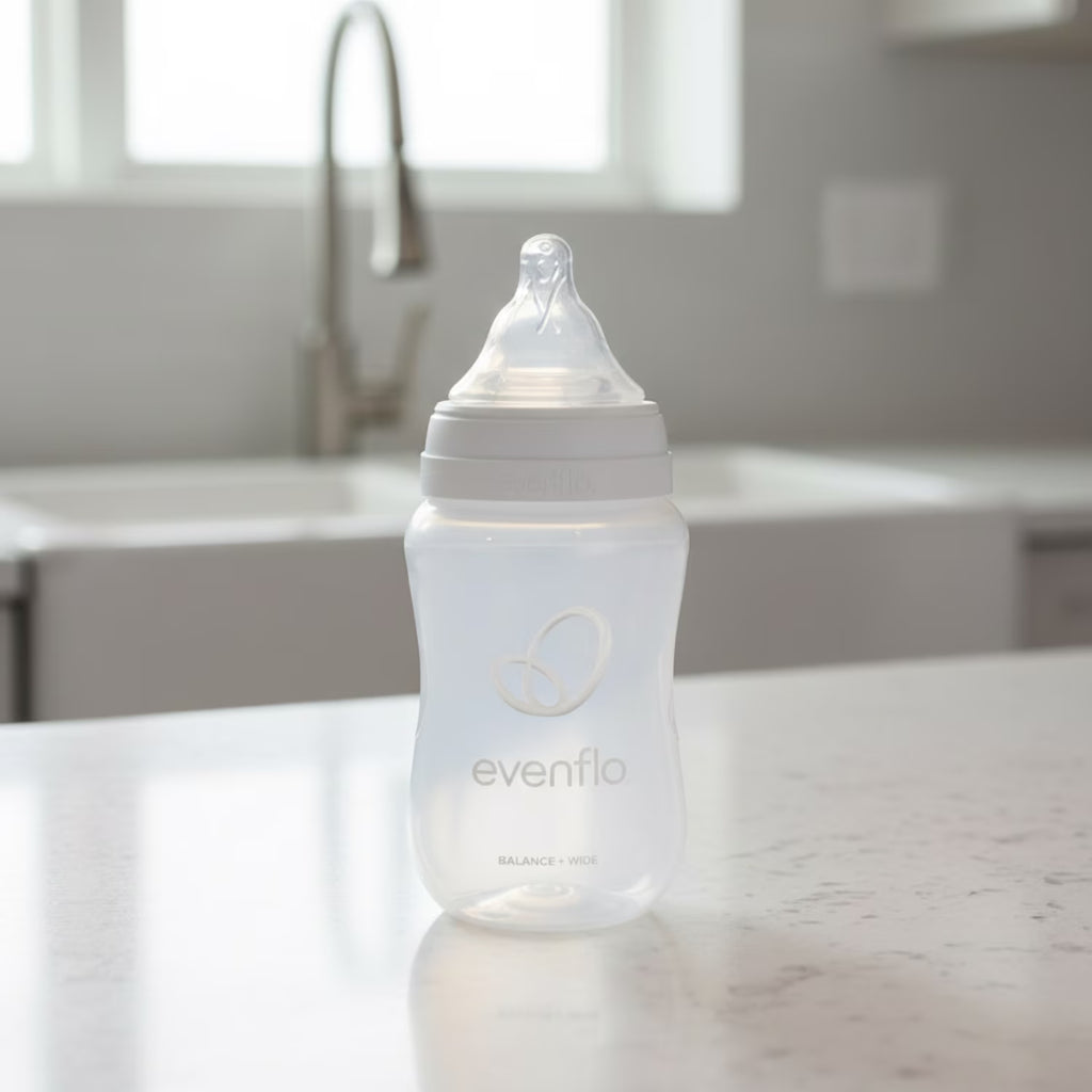 Evenflo Balance Wide Baby Bottles, Platinum White Color 9oz 2 Count