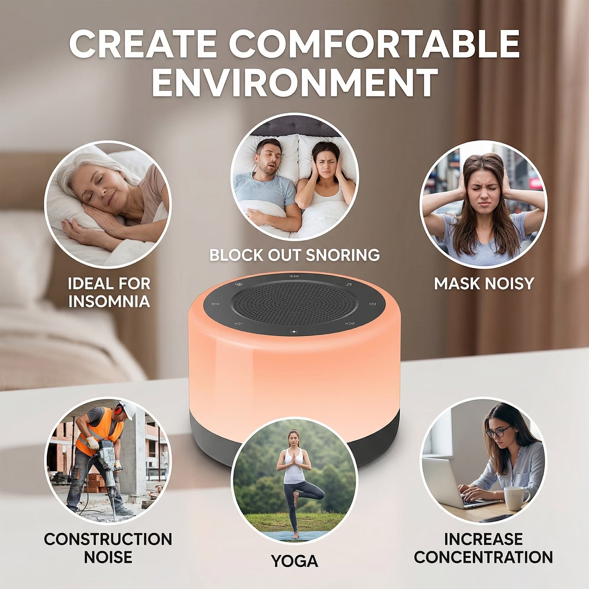 DAYBETTER White Noise Sound Machine for Sleeping with 32 Sleep Sounds 8 Colors Night Light White Noise Machine for Kids Adults
