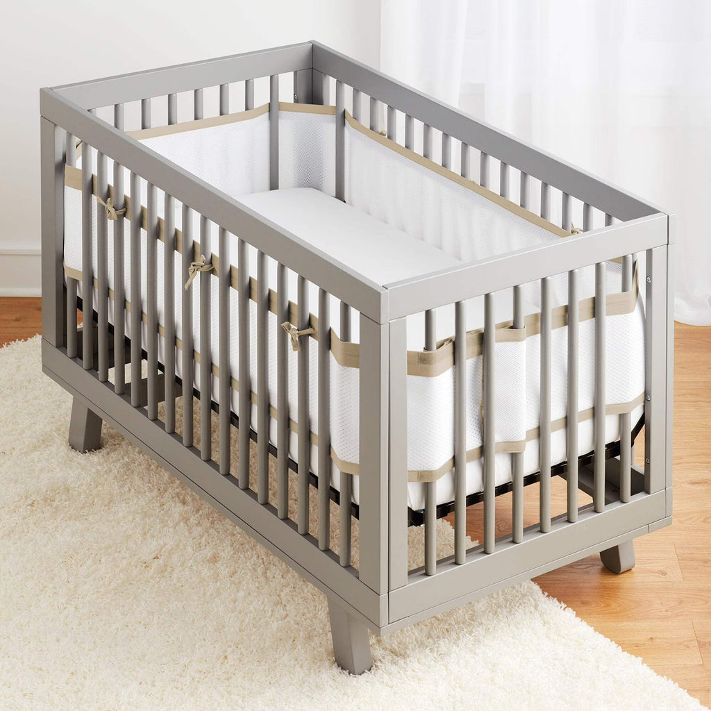 BreathableBaby Breathable Mesh Crib Liner, Deluxe Linen Collection, Natural