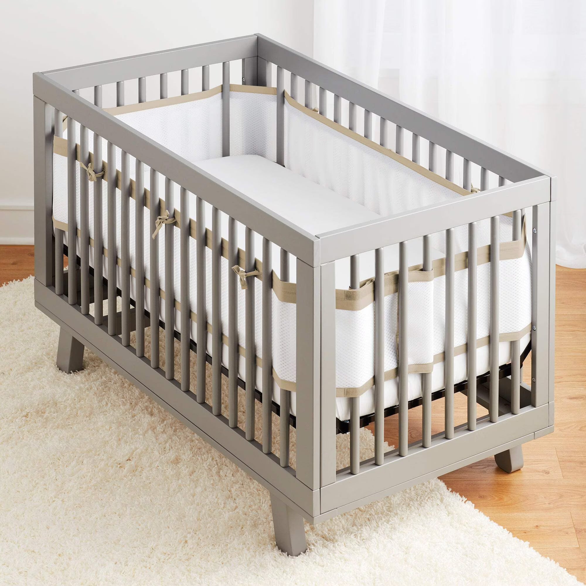 BreathableBaby Breathable Mesh Crib Liner, Deluxe Linen Collection, Natural
