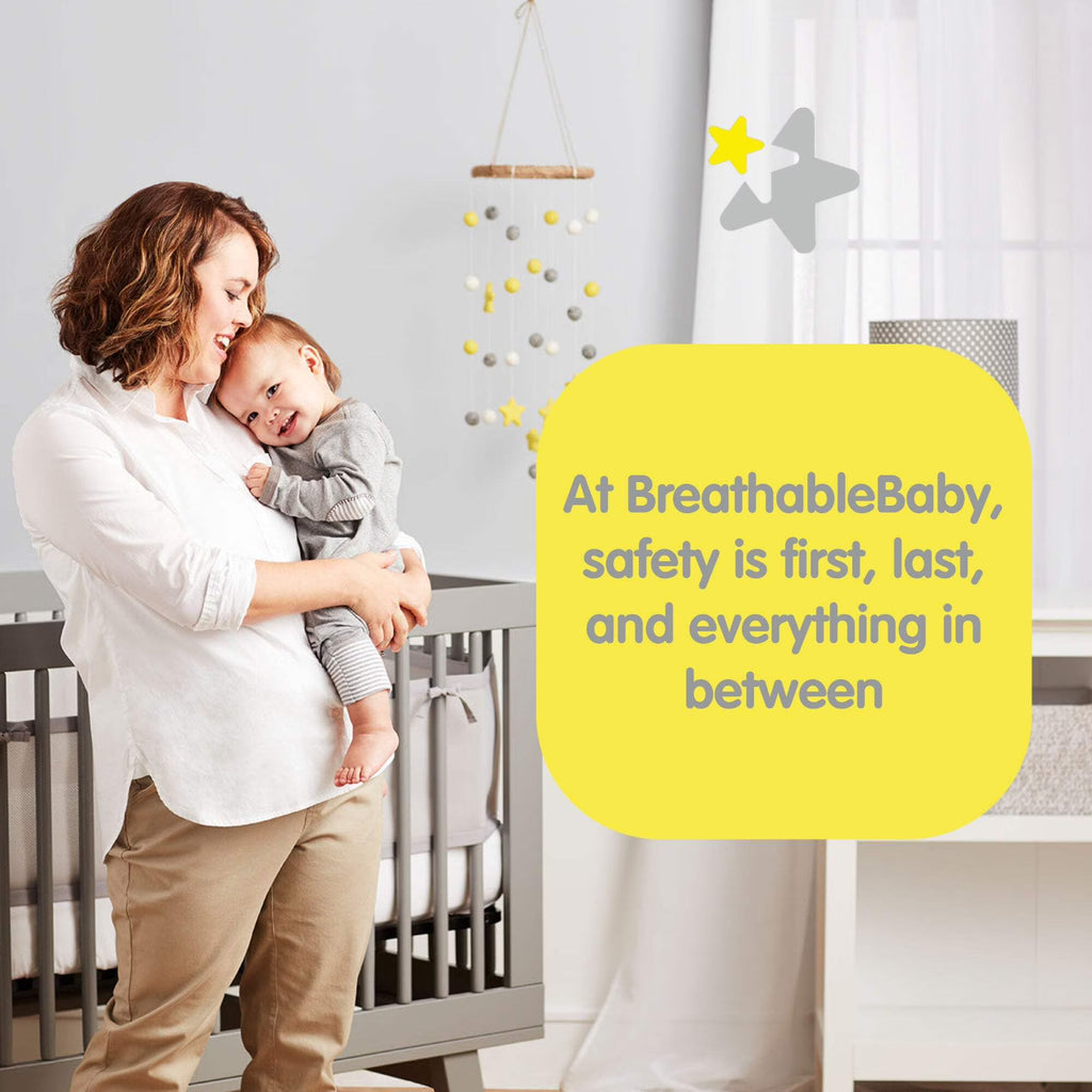 BreathableBaby Breathable Mesh Crib Liner, Deluxe Linen Collection, Natural