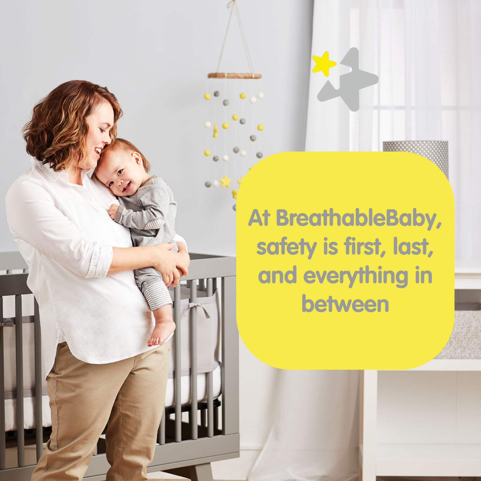 BreathableBaby Breathable Mesh Crib Liner, Deluxe Linen Collection, Natural