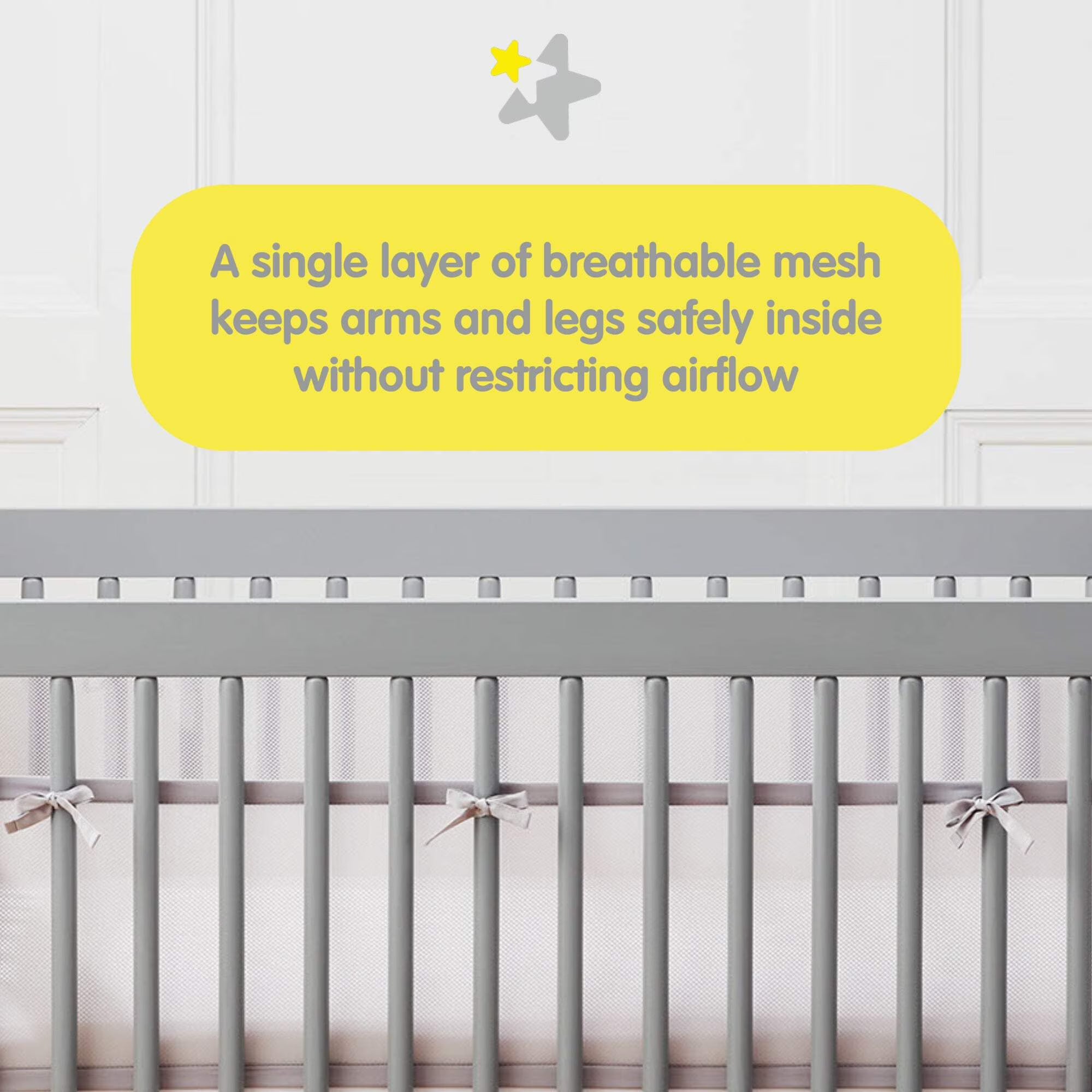BreathableBaby Breathable Mesh Crib Liner, Deluxe Linen Collection, Natural
