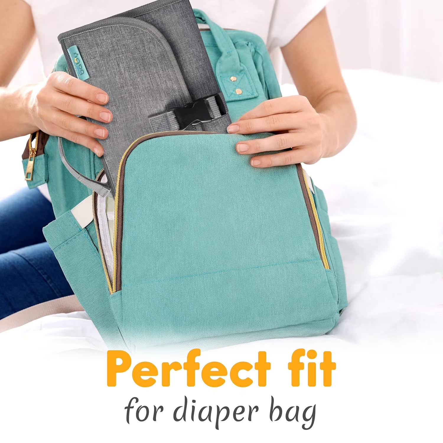 Kopi Baby Portable Diaper Changing Pad with Wipes Pocket, Travel Changing Mat for Baby, Premium Grey