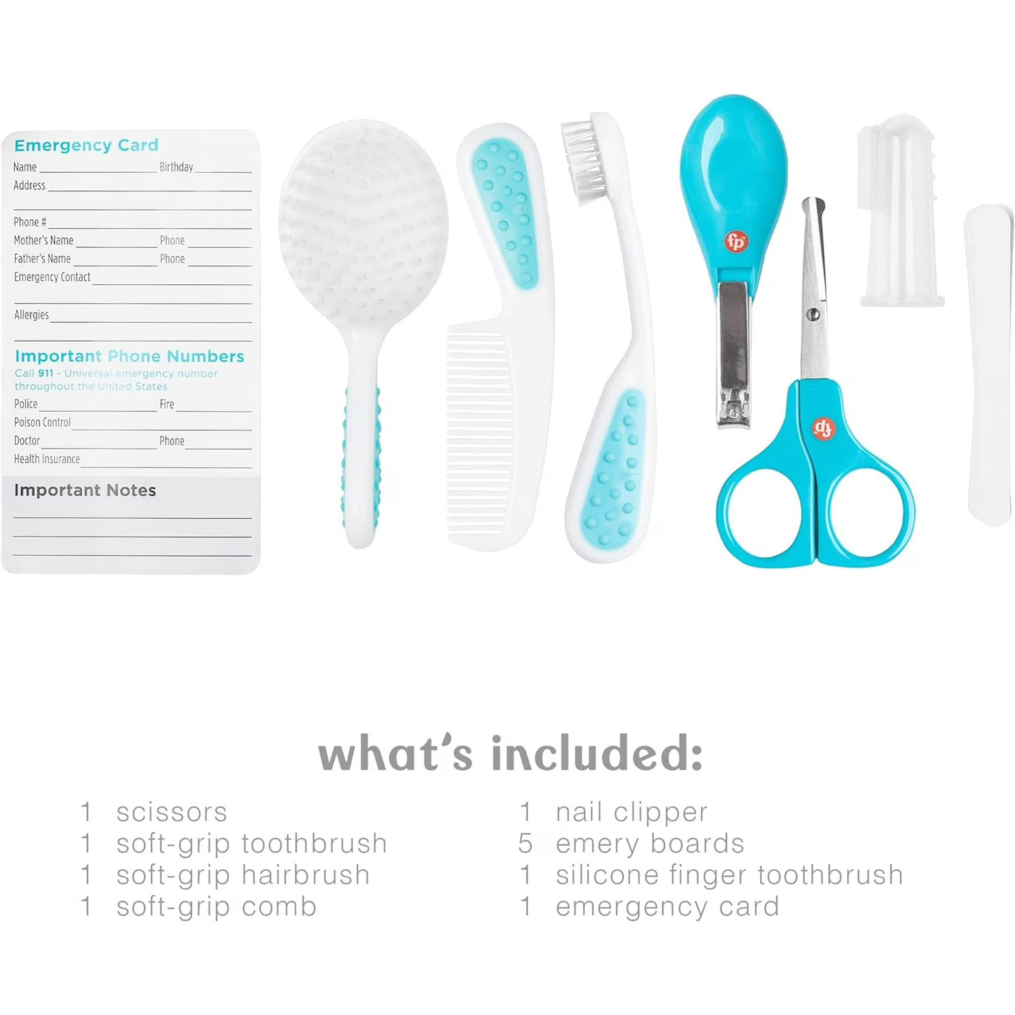 Fisher-Price Baby Grooming Kit for Newborns, 12 Pieces, Unisex