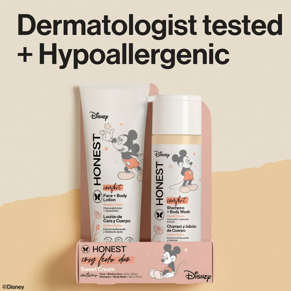 The Honest Company 2-in-1 Cleansing Shampoo + Body Wash and Face + Body Lotion Bundle | Gentle Enough for Baby | Dermatologist Tested | Comfort Sweet Cream