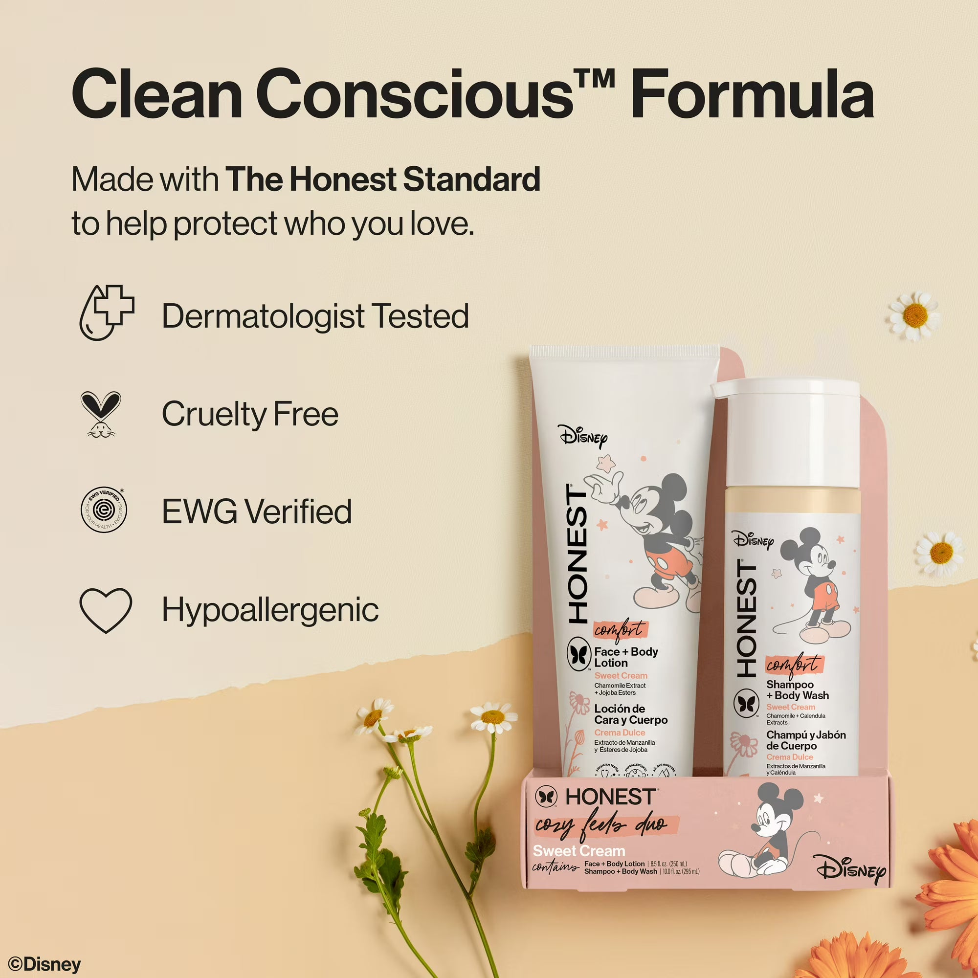 The Honest Company 2-in-1 Cleansing Shampoo + Body Wash and Face + Body Lotion Bundle | Gentle Enough for Baby | Dermatologist Tested | Comfort Sweet Cream