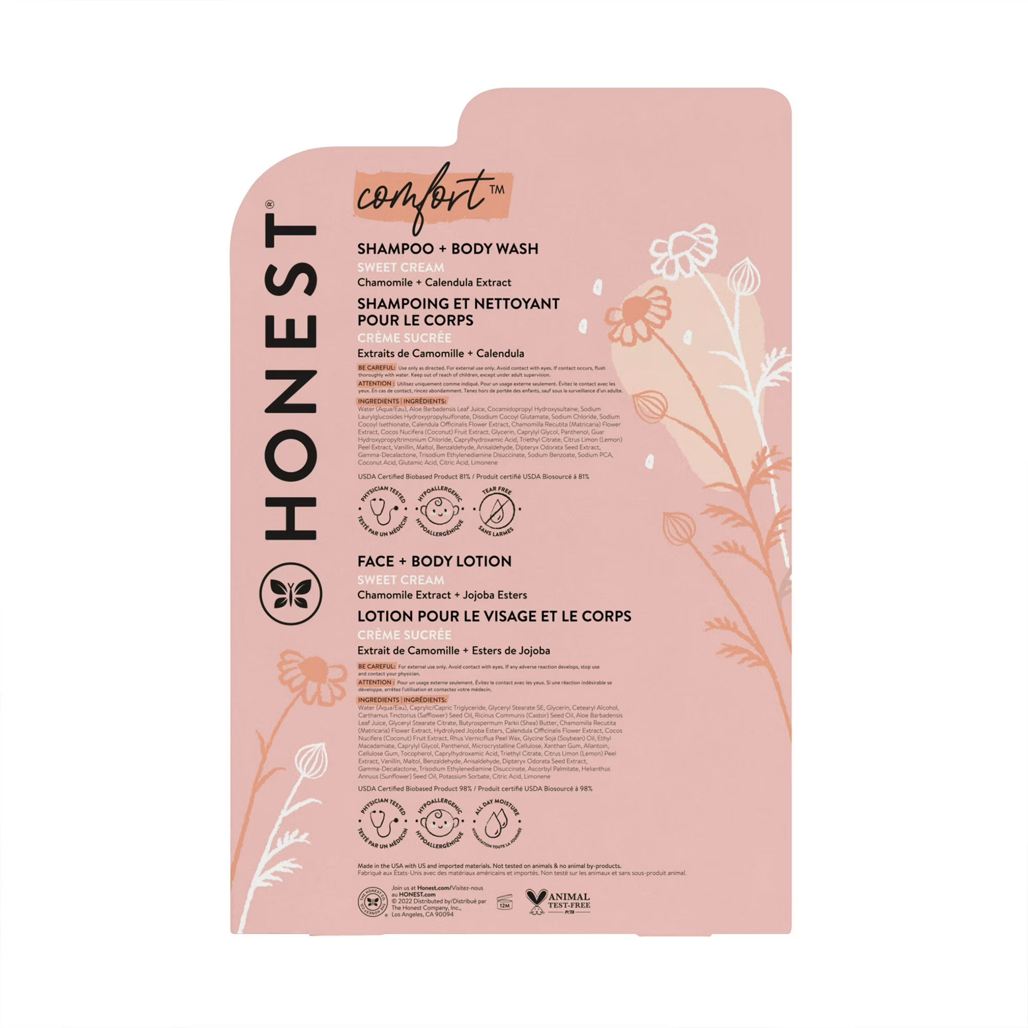 The Honest Company 2-in-1 Cleansing Shampoo + Body Wash and Face + Body Lotion Bundle | Gentle Enough for Baby | Dermatologist Tested | Comfort Sweet Cream