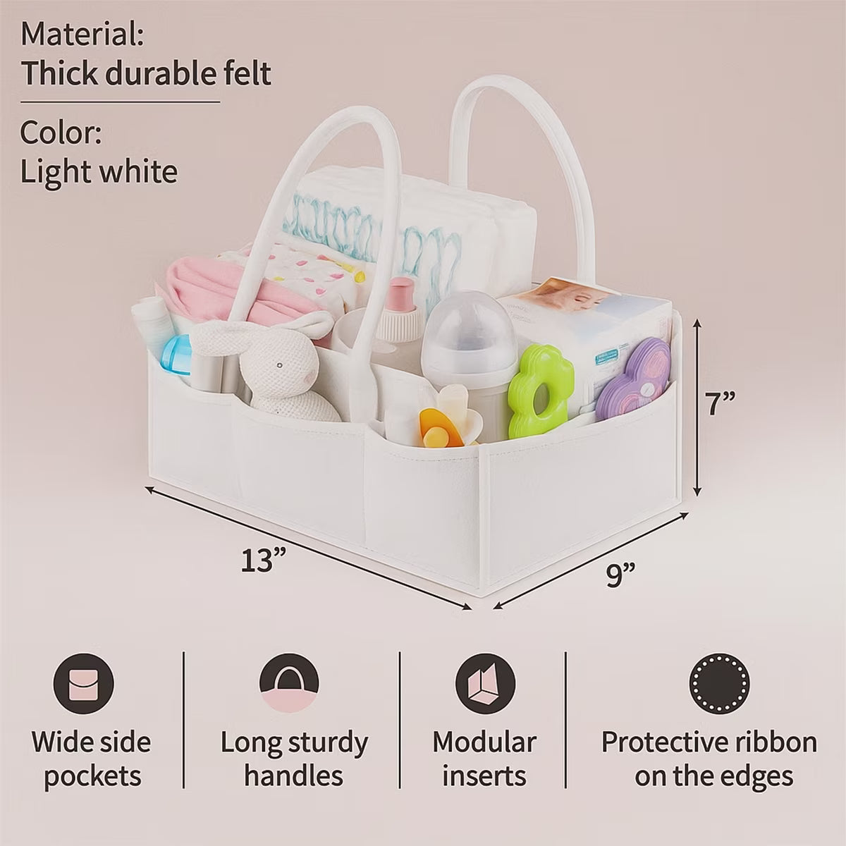 AWLYLNLL Baby Diaper Caddy Organizer Nursery Basket Set Baby Basket Gift Registry Baby Shower List Baby Must Haves Essentials Neutral Baby Stuff For Newborn