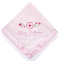 Pretty Flowers Personalized Pink Baby Blanket